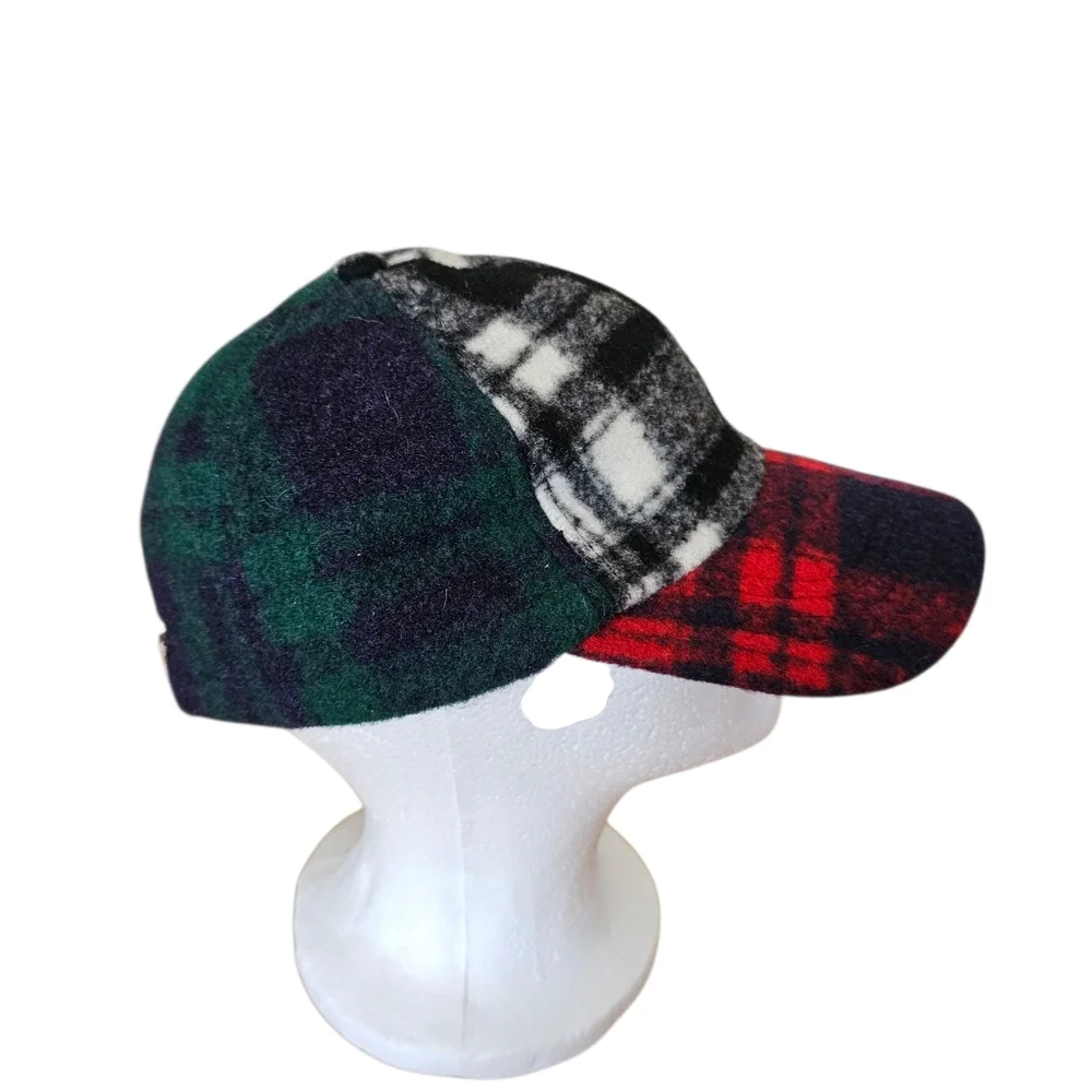 Sandiego Hat Company Flannel Plaid Cap Green Red White Womens Adjustable Size